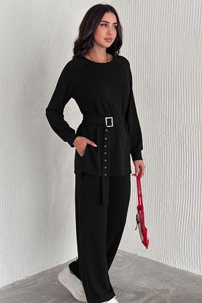 ست بالاتنه و پائین تنه مشکی زنانه بافتنی Ded COLLECTION - کد 887627100