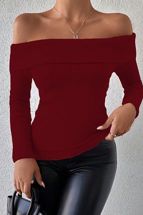 بلوز زرشکی زنانه ساده Pek Moda - کد 887629552