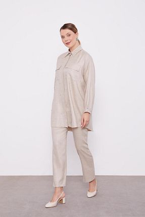 ست بالاتنه و پائین تنه حجاب طوسی زنانه اورسایز Levidor - کد 887643083