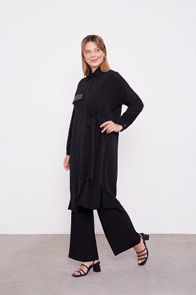 ست بالاتنه و پائین تنه حجاب مشکی زنانه اورسایز Levidor - کد 887637315