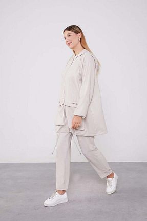 ست بالاتنه و پائین تنه حجاب طوسی زنانه اورسایز Levidor - کد 887636460