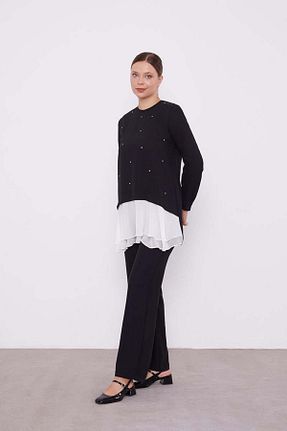ست بالاتنه و پائین تنه حجاب مشکی زنانه اورسایز Levidor - کد 887636798