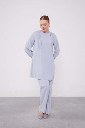 ست بالاتنه و پائین تنه حجاب طوسی زنانه رگولار Levidor - کد 887636911