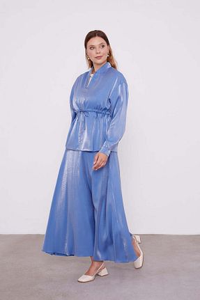 ست بالاتنه و پائین تنه حجاب سرمه ای زنانه اورسایز Levidor - کد 887636254