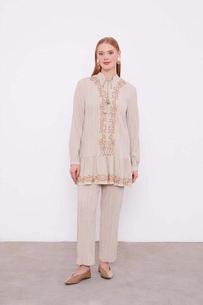 ست بالاتنه و پائین تنه حجاب طوسی زنانه اورسایز Levidor - کد 887637192