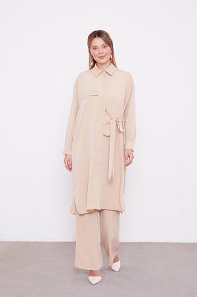ست بالاتنه و پائین تنه حجاب بژ زنانه اورسایز Levidor - کد 887637338