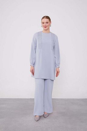 ست بالاتنه و پائین تنه حجاب طوسی اورسایز Levidor - کد 887636911