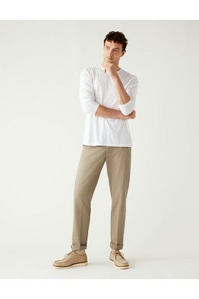 شلوار قهوه ای مردانه پنبه ای Marks & Spencer - کد 691074250