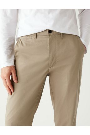 شلوار قهوه ای مردانه پنبه ای Marks & Spencer - کد 691074250