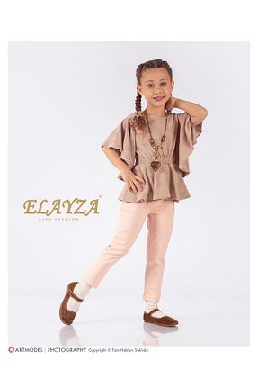 ست بالاتنه و پائین تنه قهوه ای بچه گانه بافتنی Elayza - کد 888039511
