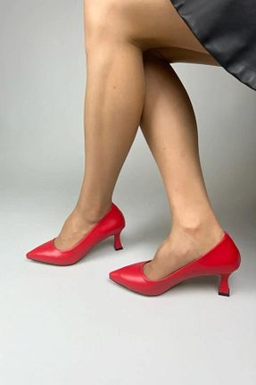 کفش پاشنه بلند کلاسیک قرمز زنانه چرم مصنوعی Preshley - کد 887656090