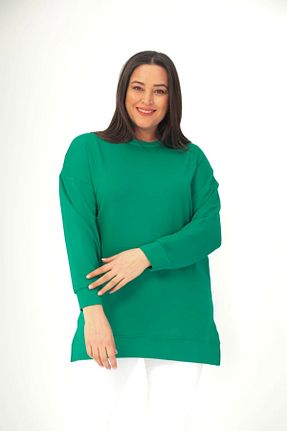 تونیک سایز بزرگ سبز زنانه بافت Esina - کد 887673943