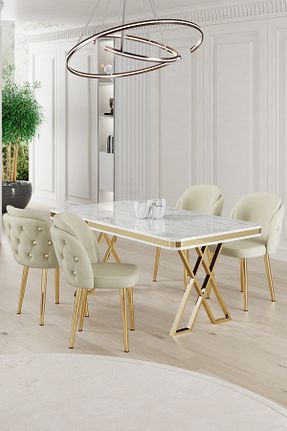 ست میز آشپزخانه سفید MDF Canisa - کد 864747357