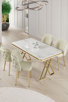 ست میز آشپزخانه سفید MDF Canisa - کد 864747357