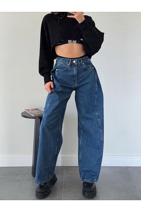 شلوار جین آبی زنانه پاچه گشاد OYKUWEAR - کد 887691498