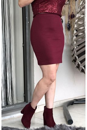 دامن زرشکی زنانه پنبه ای Dila Butik - کد 887711863