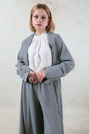 ست بالاتنه و پائین تنه حجاب طوسی زنانه اورسایز ZÜLAYS - کد 833710861