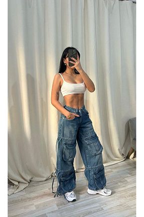 شلوار آبی زنانه بافتنی DENİKK - کد 888143560