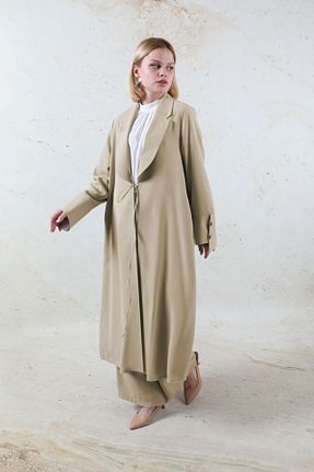 ست بالاتنه و پائین تنه حجاب بژ زنانه اورسایز ZÜLAYS - کد 833744544