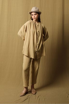 ست بالاتنه و پائین تنه حجاب بژ زنانه رگولار ZÜLAYS - کد 833730950