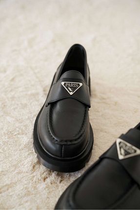 کفش لوفر مشکی زنانه چرم خالص öz se shoes - کد 880877733