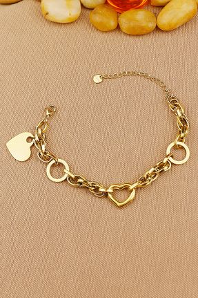 دستبند استیل (فولاد) طلائی زنانه استیل ضد زنگ Keyifli Hayaller - کد 887548629