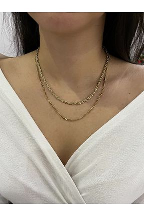 گردنبند استیل ( فولاد ) طلائی زنانه استیل ضد زنگ Jewelyf - کد 886345549