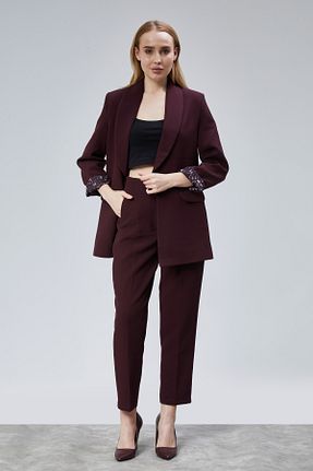 ست بالاتنه و پائین تنه زرشکی زنانه پلی استر LEYLA STORE - کد 887776064