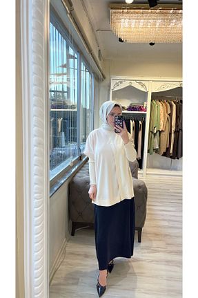 تونیک حجاب بژ زنانه پنبه ای Invee - کد 888170603