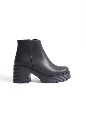 بوت / نیم بوت مشکی زنانه چرم مصنوعی öz se shoes - کد 887781777
