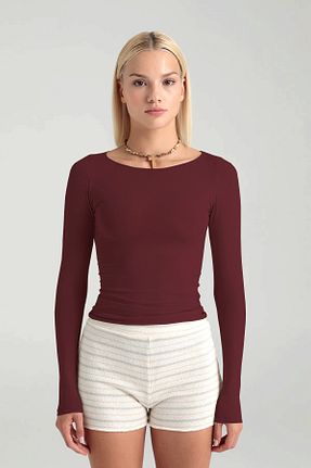 بلوز زرشکی زنانه ساده SHEISMONO - کد 887846327
