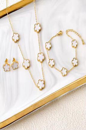 ست جواهر سفید زنانه استیل ضد زنگ ANGELSS JEWELLERY - کد 887889516