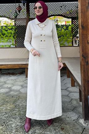 لباس حجاب بژ زنانه رگولار Rabia Şamlı - کد 888308795