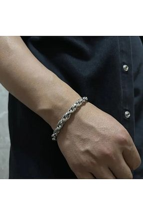 دستبند استیل (فولاد) طوسی زنانه استیل (فولاد) mehbek - کد 887905343