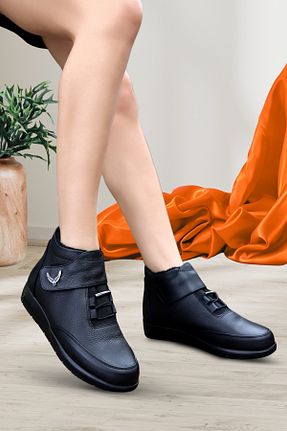 بوت / نیم بوت مشکی زنانه چرم خالص AYOOLS - کد 870268877