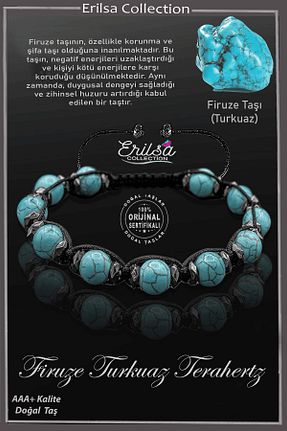 دستبند جواهر فیروزه ای زنانه سنگ طبیعی Erilsa - کد 879331627