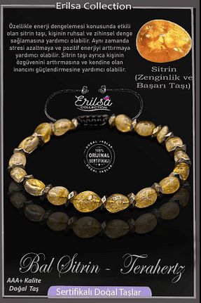 دستبند جواهر زرد زنانه سنگ طبیعی Erilsa - کد 880937654