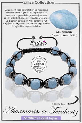 دستبند جواهر آبی زنانه سنگ طبیعی Erilsa - کد 880937487