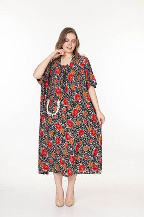 لباس سایز بزرگ قرمز زنانه بافتنی mervemoda - کد 888340548