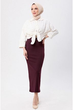 دامن حجاب بنفش زنانه کمر کش دار asilmoda - کد 887966253