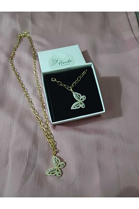 گردنبند استیل ( فولاد ) زرد زنانه استیل (فولاد) ASUDE TESETTÜR - کد 887972448