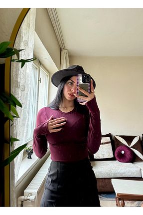 بلوز بنفش زنانه ساده blck & premium - کد 887969170