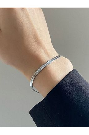 دستبند استیل (فولاد) طوسی زنانه استیل ضد زنگ Tilde - کد 872750869