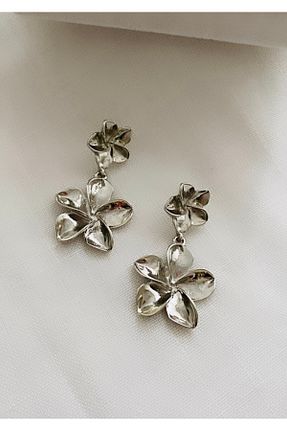 گوشواره جواهر طوسی برنجی VNS Accessories - کد 888008621
