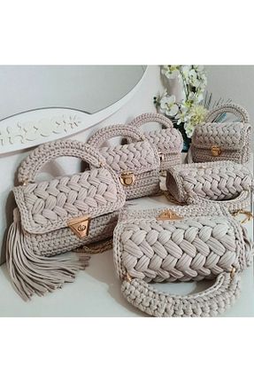 کیف دستی بژ ابعاد کوچک Handmade - کد 888032301