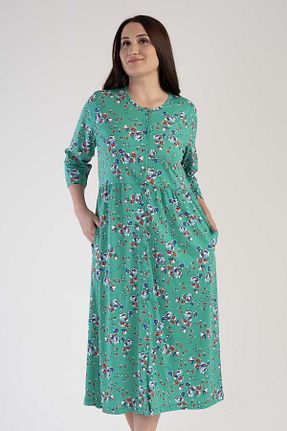 لباس شب سایز بزرگ سبز زنانه طرح دار Vienetta - کد 888493949