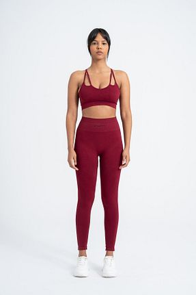 ساق شلواری اسپرت زرشکی زنانه بلند gymxprofit - کد 888504352