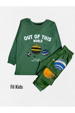 ست لباس راحتی سبز بچه گانه طرح حیوانات elmas kids - کد 888135672