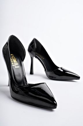 کفش پاشنه بلند کلاسیک مشکی زنانه چرم لاکی CİMİLİ SHOES - کد 888146380