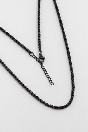 گردنبند استیل ( فولاد ) مشکی مردانه نقره So Chic - کد 888152959